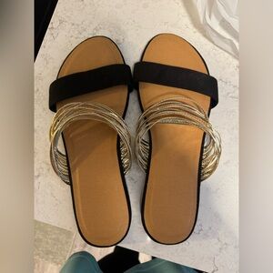 Elegant Black and Gold Women's Sandals